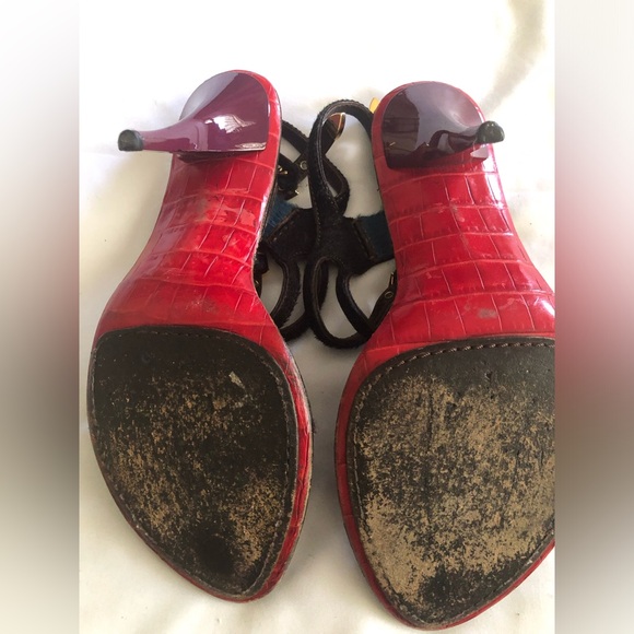 Louis Vuitton Crocodile Embossed Suede Multi Colored Leather Shoes Size 40 - Picture 8 of 16